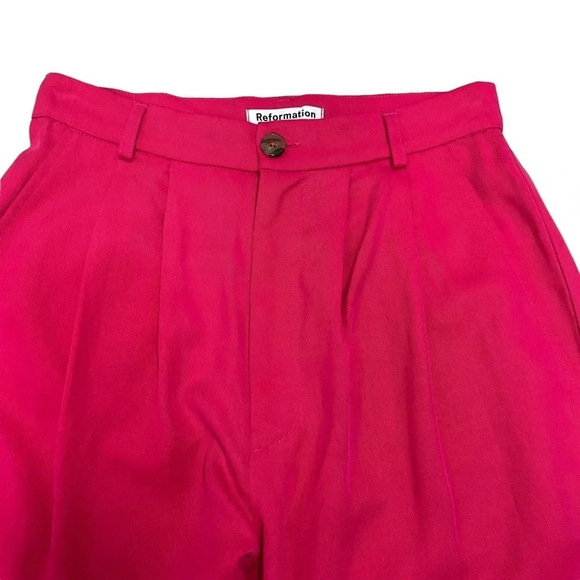 Reformation Mason Dress Pants Pleated Wide Leg Pink Barbiecore Dressy Size 2 - Picture 6 of 12